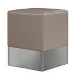 pouf tabouret de restaurant en vinyle beige et base inox