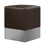 pouf vintage de Diner en vinyle marron et base inox