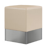 tabouret pouf vintage en vinyle crème et base inox