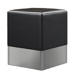 tabouret pouf rétro 50s base inox vinyle noir passepoil blanc