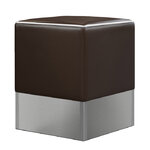tabouret pouf rétro 50s base inox vinyle marron passepoil blanc