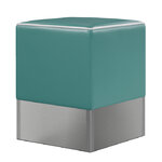 pouf rétro base inox vinyle turquoise passepoil blanc