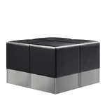 lot carré de 4 poufs rétro noirs en vinyle