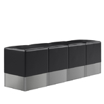 banquette de poufs rétro 50's en vinyle noir et base inox