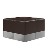 carré de 4 poufs modulables rétro de Diner américain en vinyle marron et base inox