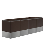 module de poufs en banquette vintage de Diner vinyle marron et base inox