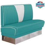 banquette de restaurant Boston bicolore en V turquoise et blanc base inox
