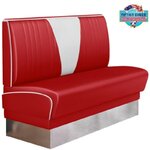banquette de restaurant Boston bicolore en V rouge et blanc base inox