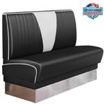 banquette de restaurant Boston bicolore en V noir et blanc base inox