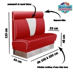 banquette de cuisine rétro boston en vinyle bicolore plinthe inox et repose-tête