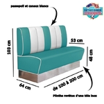 banquette américaine de cuisine rétro Kansas en vinyle bicolore plinthe inox