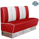 banquette de restaurant rétro kansas vinyle rouge et blanc et base inox
