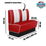 banquette américaine de cuisine rétro Kansas en vinyle bicolore plinthe bois