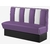 banquette de Diner américain en vinyle bicolore violet et blanc 3 places