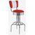 tabouret de bar vintage pivotant et chromé avec dossier bicolore rouge