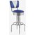 tabouret américain pivotant chromé dossier bicolore bleu et blanc