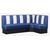 banquette d'angle en L vintage vinyle bleu paon et blanc