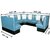 banquettes d'angle de Diner en vinyle bicolore bleu et blanc circulaire