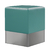 pouf rétro base inox vinyle turquoise passepoil blanc