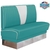 banquette de restaurant Boston bicolore en V turquoise et blanc base inox