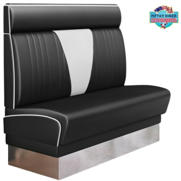 banquette de Diner vintage Boston avec repose-têteen vinyle noir