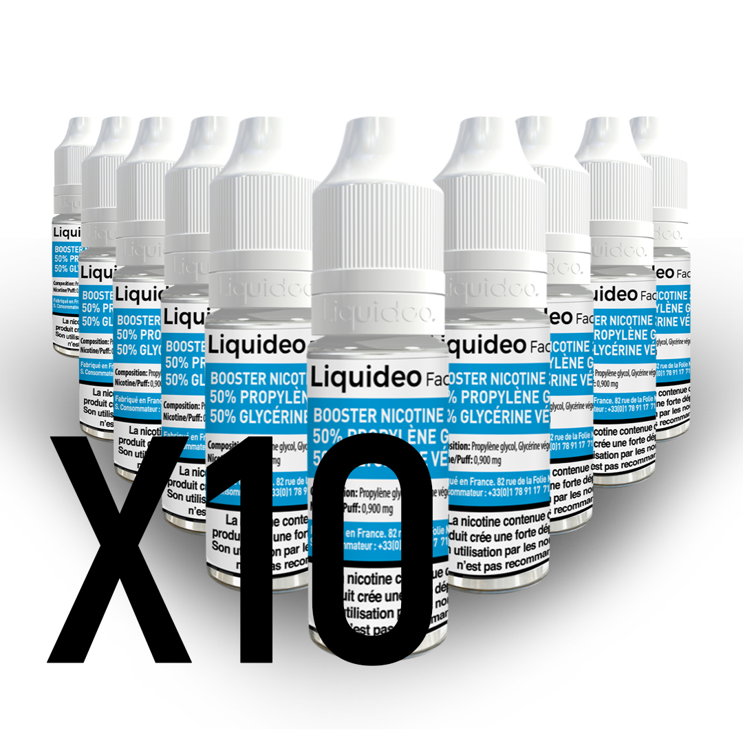 Lot de 10 Boosters de Nicotine 50/50 20mg de Nicotine - Liquideo