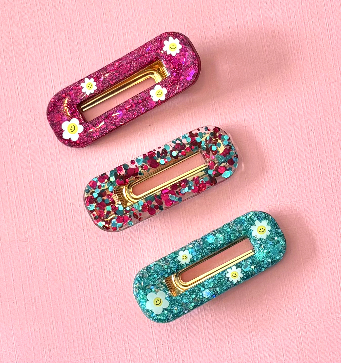 Barrette trio Smiley flowers
