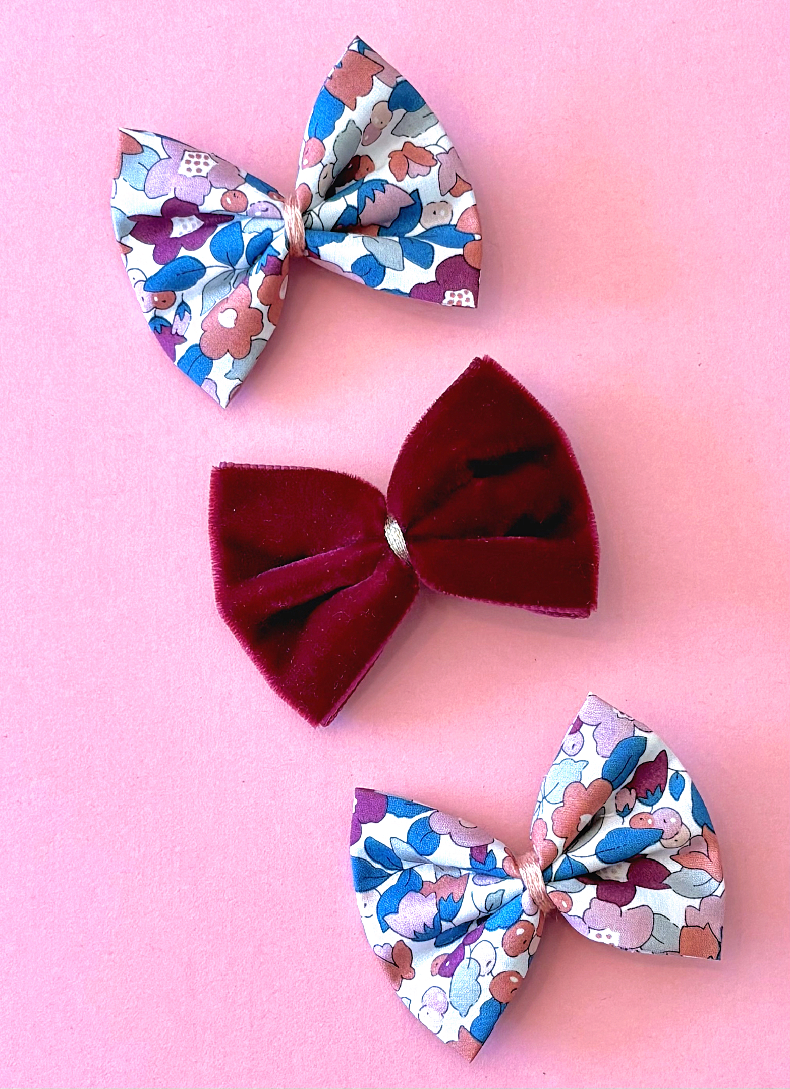 Barrette noeud trio Bleu_BDX