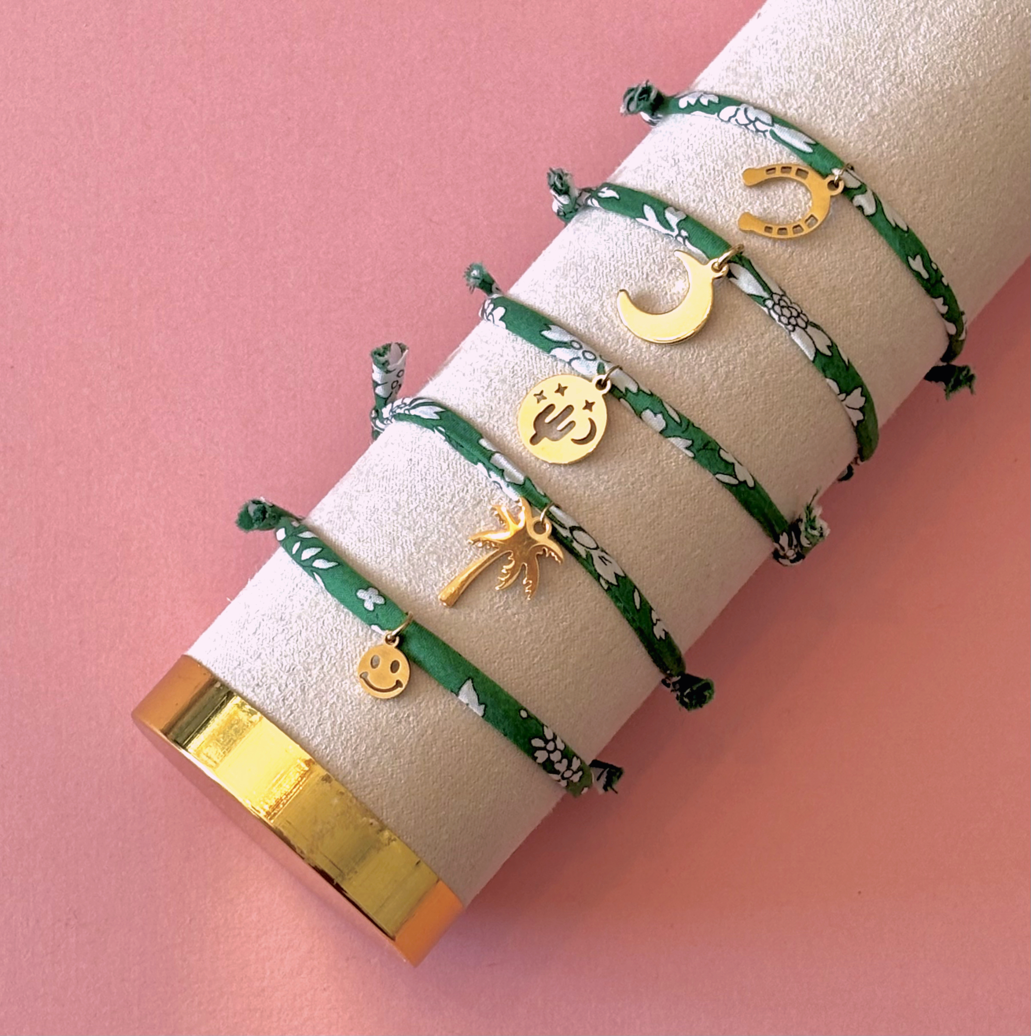 Bracelet en liberty multi vert 5