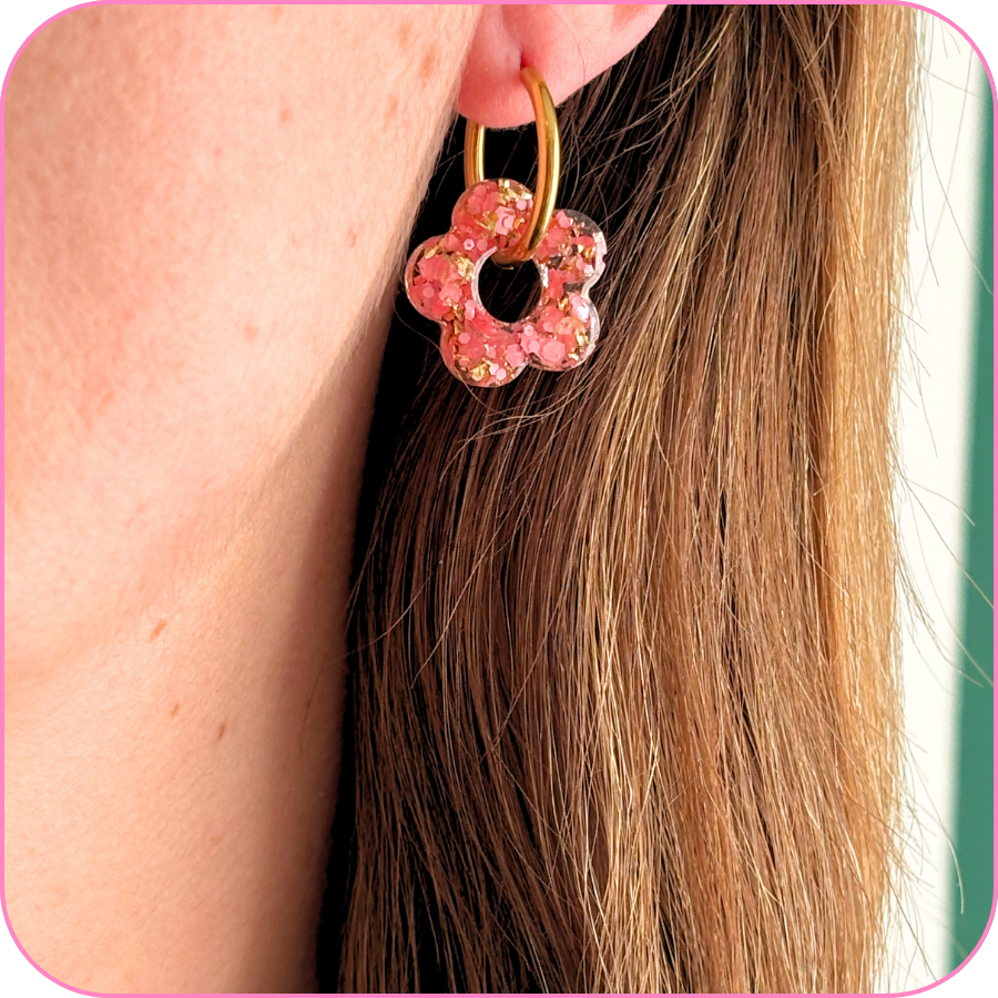 pampille fleur rose gold