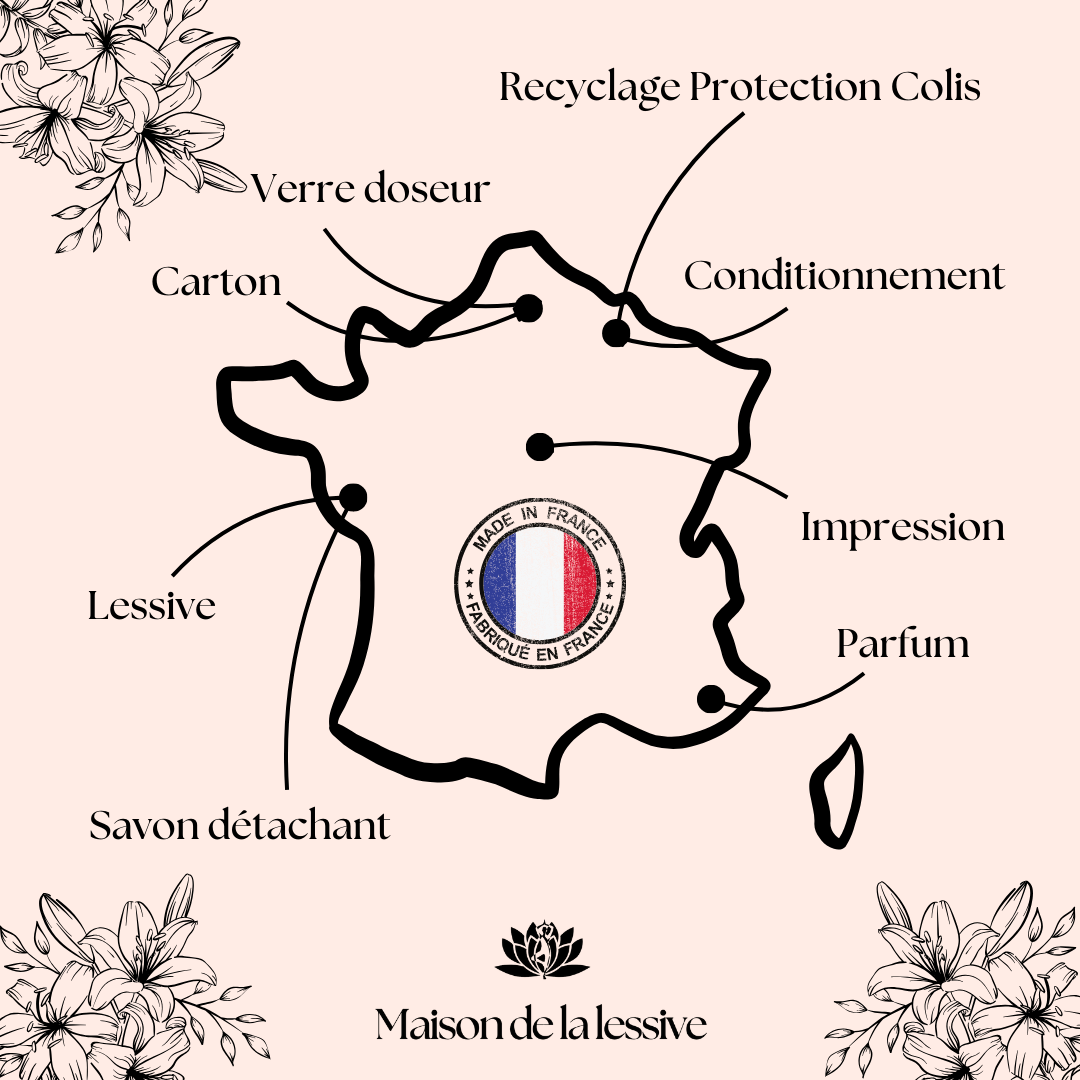 CARTE FRANCE de la fabrication francaise de lessive naturelle, écologique et économique