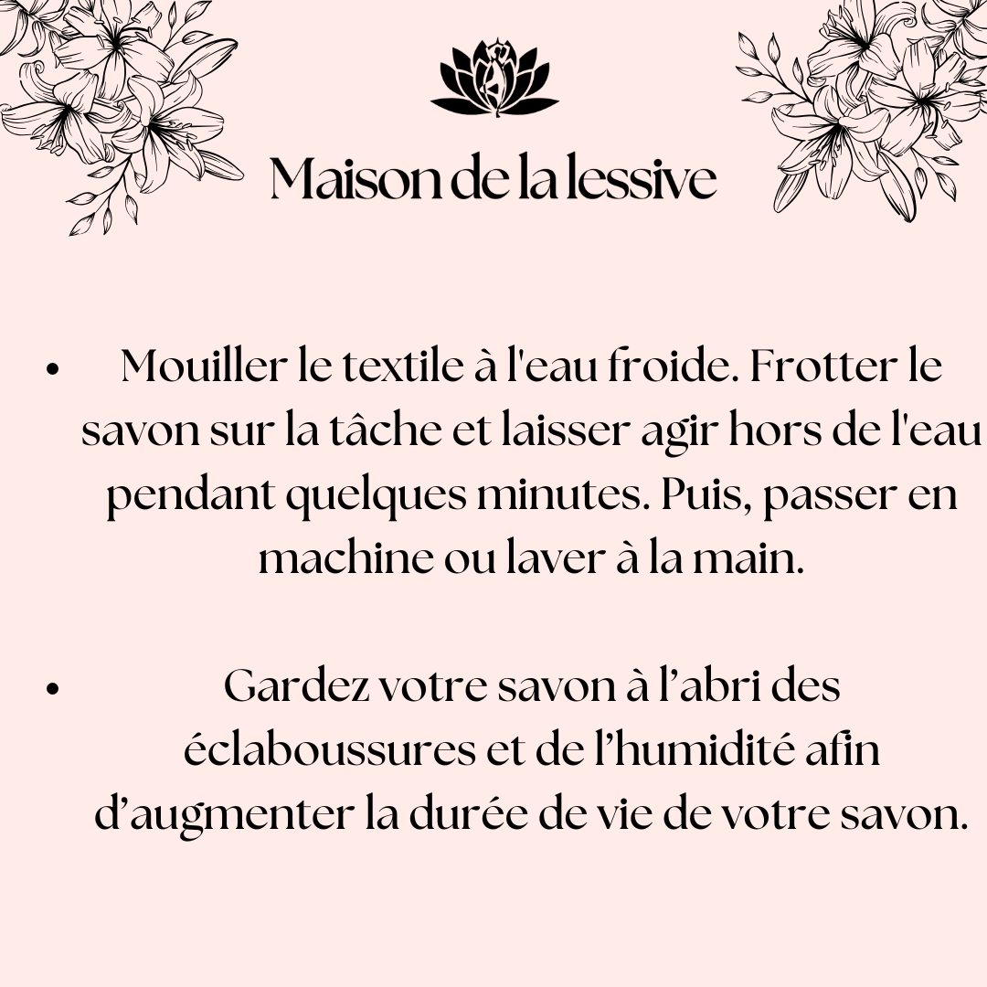 Recette et mode demploi de notre savon détachant textile naturel, pas cher et efficace sur toutes les tâches.