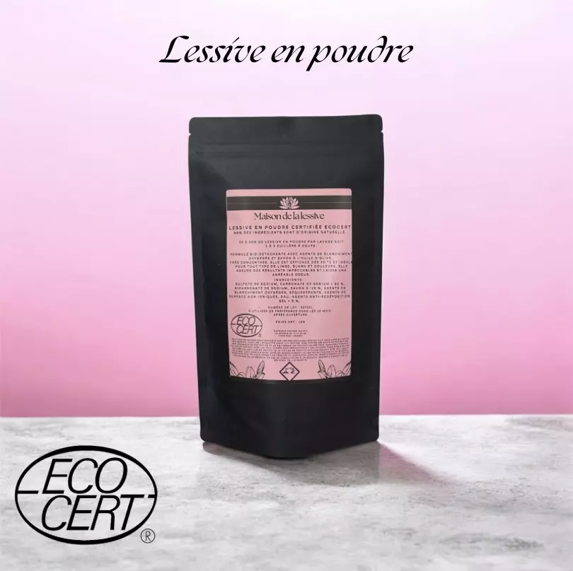 Lessive en poudre certifiée ECOCERT 1kg Maison de la Lessive — 98% naturelle, 20 lavages, sans phosphates