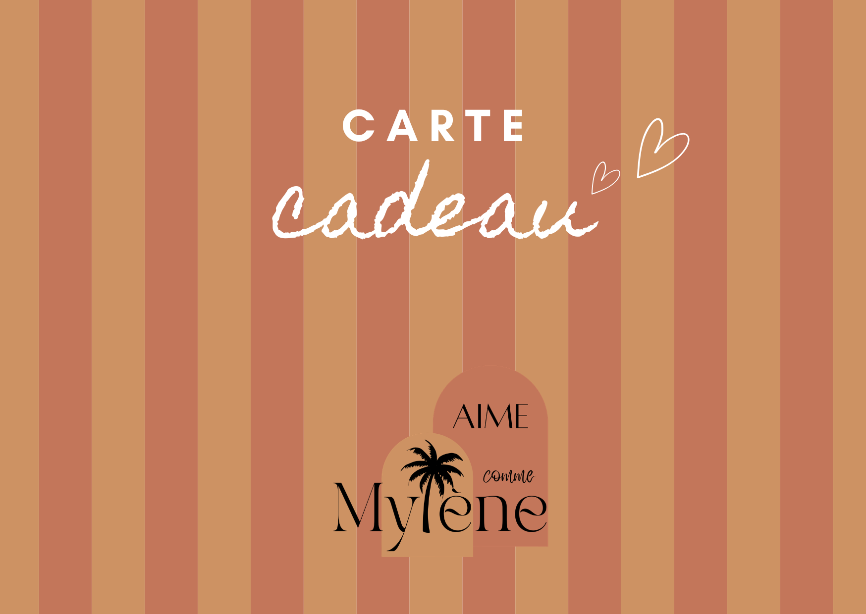Carte Cadeau Noël Rayures Orange Rose Nœud Élégant