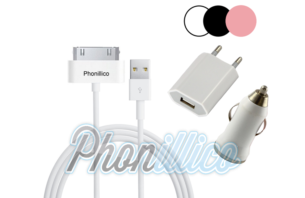 20-Cable+ChargeurSecteur+ChargeurAutoBlancChoix