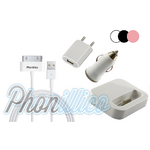 25-Cable+ChargeurSecteur+ChargeurAutoBlanc+DockBlancChoix