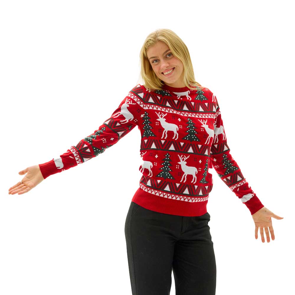 Weihnachtspullover-das-Rentier-und-die-Baum-Frau