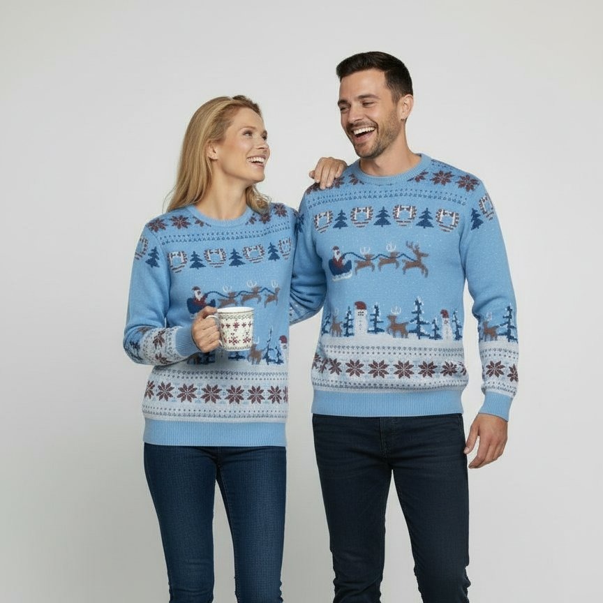 weihnachtspullover-schlittenfahrt-paar