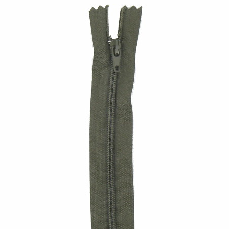 fermeture éclair nylon n°3 non séparable 20 cm kaki foncé