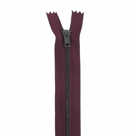 fermeture éclair métal n°3 pantalon 10 cm bordeaux