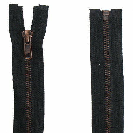 fermeture éclair métal bronze N°5 séparable 100 cm noir
