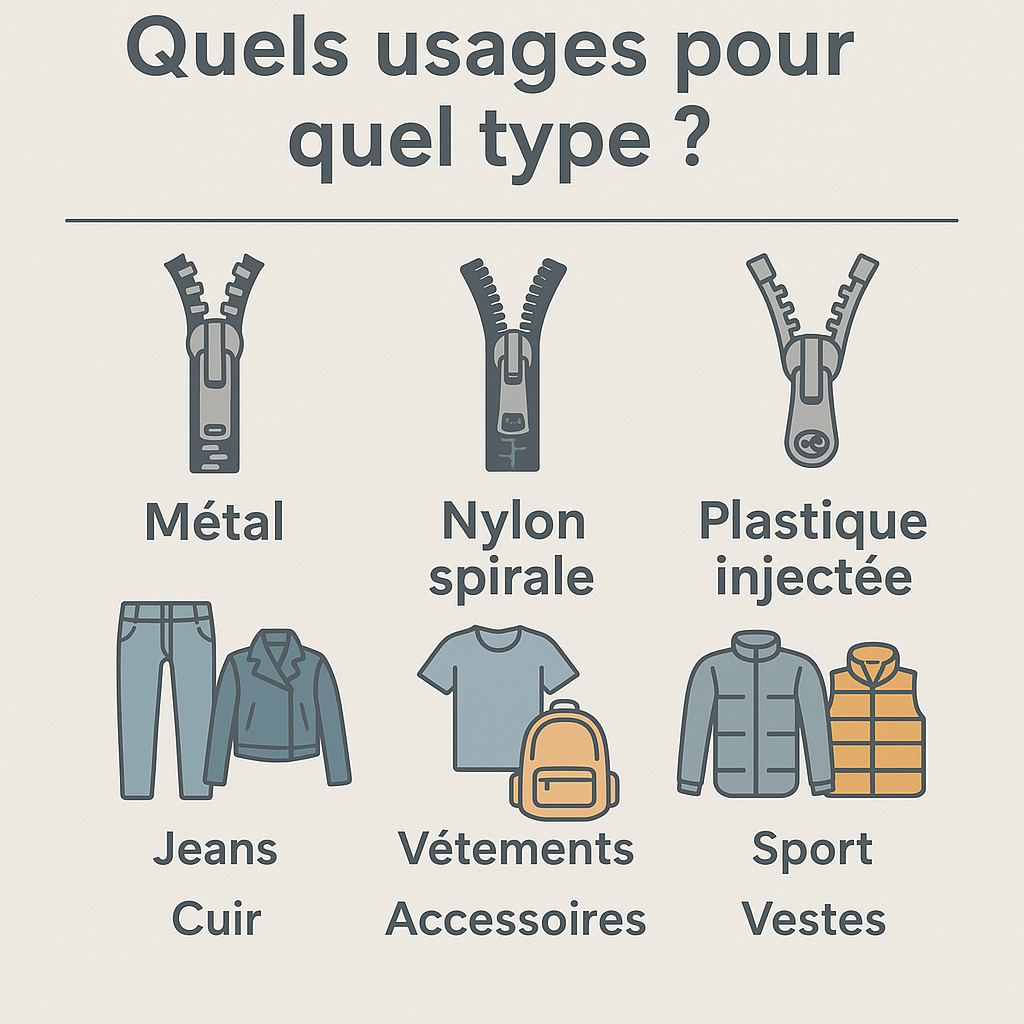 Quels usages de fermetures eclair pour quel type