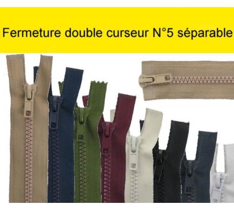 Fermeture éclair séparable double curseur N°5