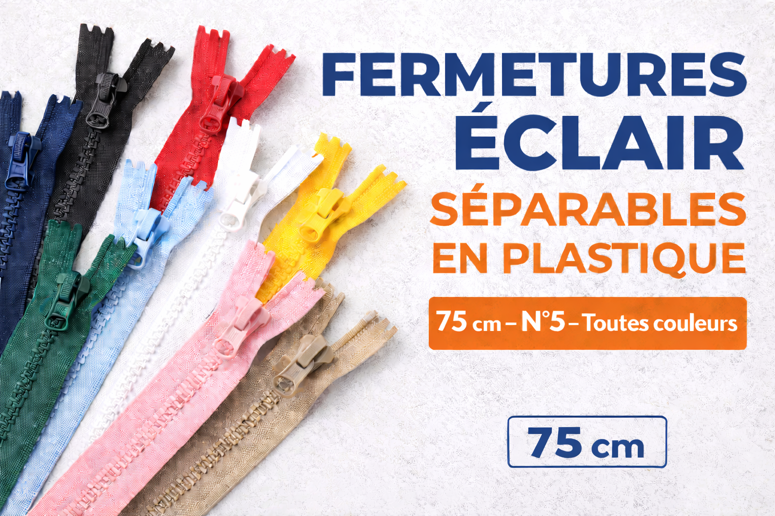 Fermeture éclair étanche Séparable #5 Noire 75 Cm - Pour Manteaux, Vestes, Vêtements De Pluie - 1 Pièce - 11