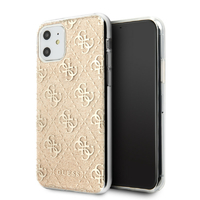 Coque Guess bi-matière à paillettes dorées iPhone 11