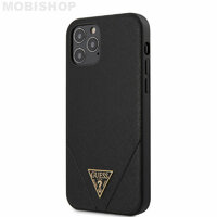 Coque Guess iPhone 12 / 12 Pro Saffiano noir