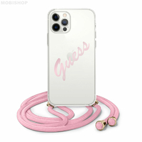 Coque Guess cordon rose iPhone 12 / 12 Pro