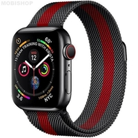 Bracelet en metal noir et rouge racing pour Apple Watch 42/44mm