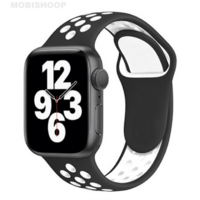 Bracelet en silicone noir et blanc pour Apple Watch 42/44mm