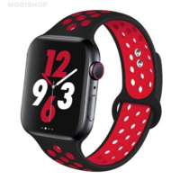 Bracelet en silicone noir et rouge pour Apple Watch 42/44mm